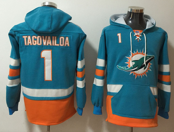 Men's Miami Dolphins #1 Tua Tagovailoa Aqua Ageless Must-Have Lace-Up Pullover Hoodie Men's Miami Dolphins #1 Tua Tagovailoa Aqua Ageless Must-Have Lace-Up Pullover Hoodie